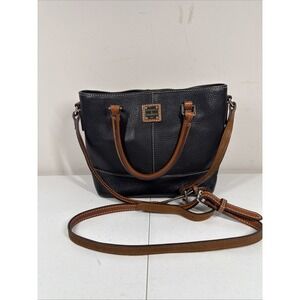DOONEY & BOURKE Medium Black Pebbled Leather Chelsea Shopper Crossbody Bag Purse